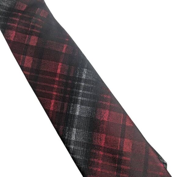 M151 Tie Plaid Slim Neck Tie New With tags red black gray - Picture 5 of 11